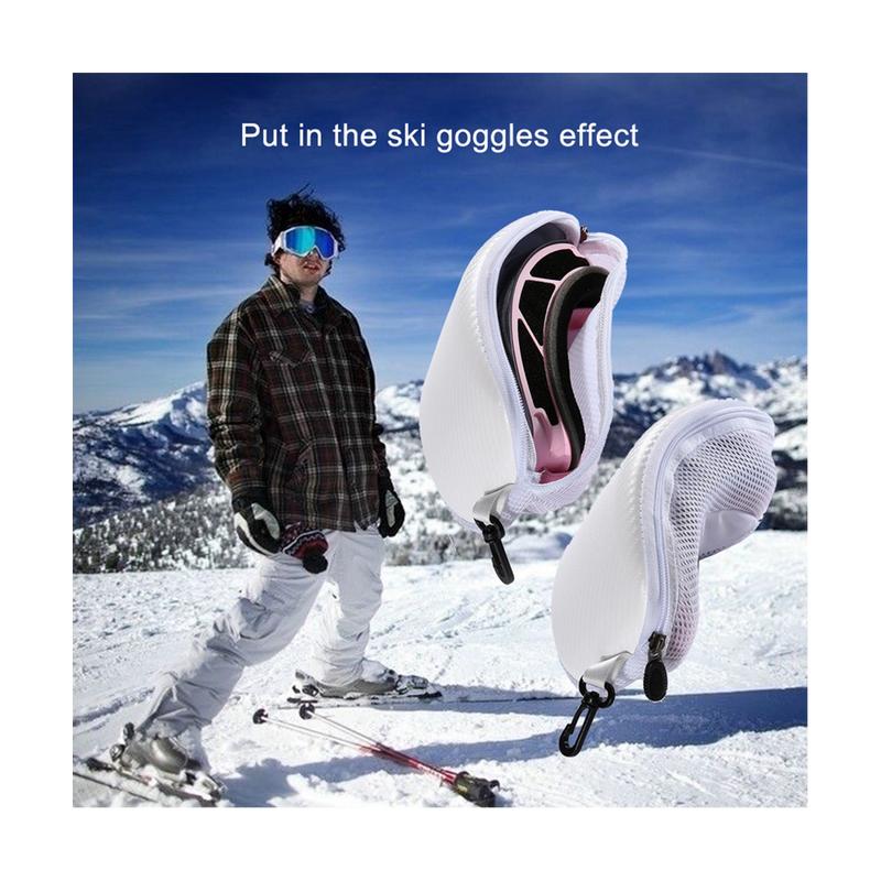 Ski Snow Goggle Protector Case Anti-Shock Waterproof Motorcycle Eyewear Box Storage Sunglasses Hard Shell Bag-White 3