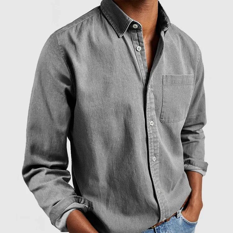 Product Introduction of 2024 Simple Men's Shirt New Long Sleeve Lapel Men's Shirt, Cashmere Material Skin-Friendly 4