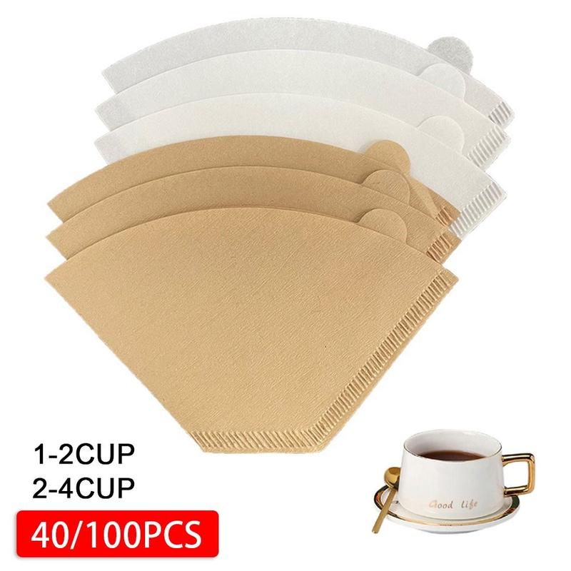 Product Introduction of 40/100Pcs Portable Household Cafe Tools Coffee Filter Paper Wood Pulp Pull-out Drip Hand-brewed Coffee Disposable V-Shape U-Shape Hand Drip Paper 20