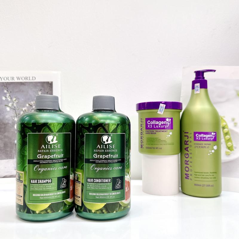 AILISE - CẶP GỘI XẢ BƯỞI 850ML TẶNG CẶP DẦU GỘI, KEM Ủ TÓC DỪA MORGAJI COLLAGEN -  BẢO NGỌC AEROBIC - CHĂM SÓC TÓC