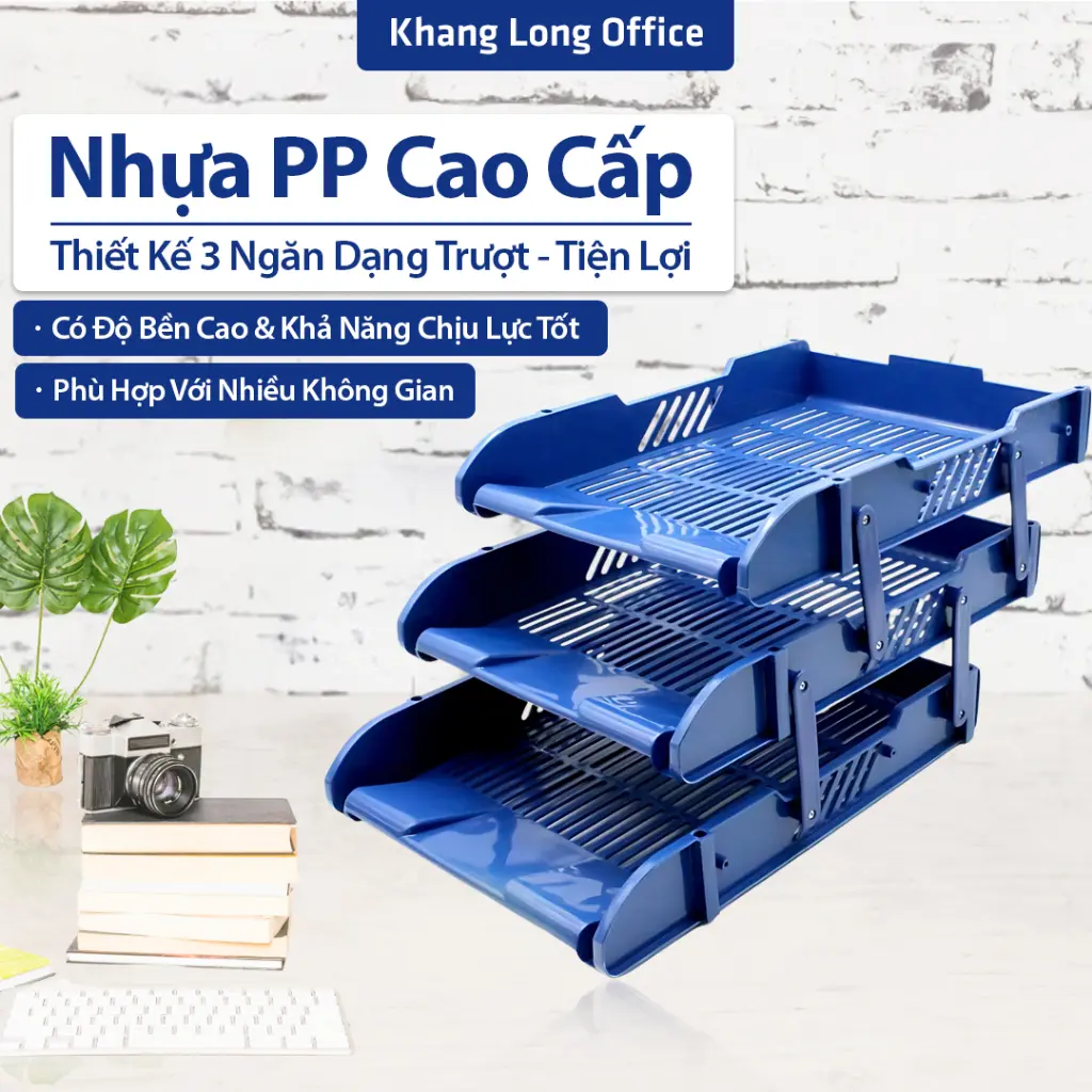 Kệ 3 Tầng Trượt TTM, Kệ Để Tài Liệu Nhựa PP Chịu Lực Tốt, Thiết Kế Tiện Lợi Giúp Giữ Hồ Sơ Gọn Gàng