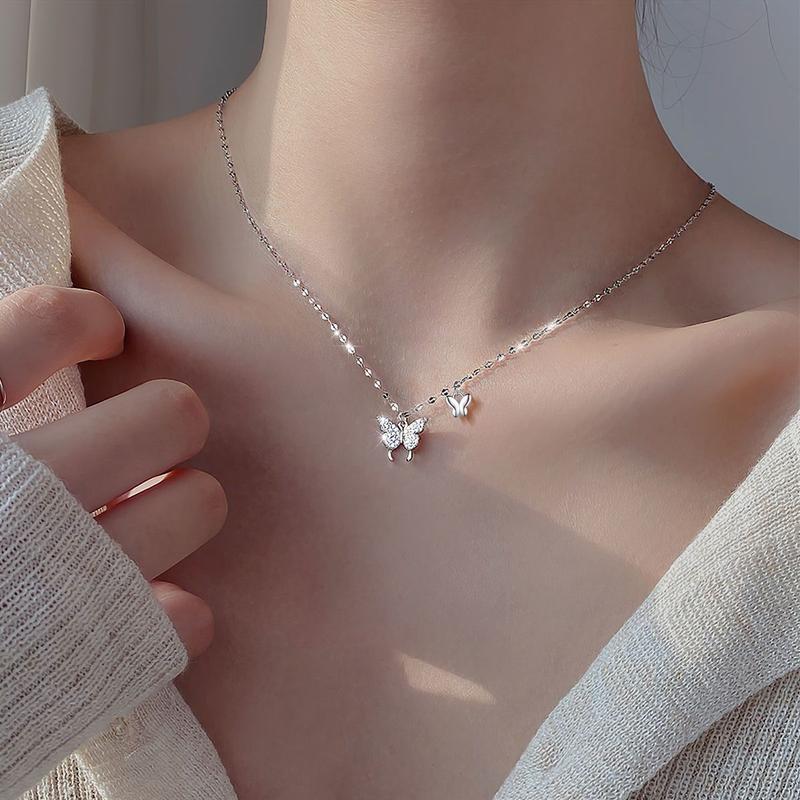 Vòng Cổ Bạc Sterling S925, Vòng Cổ Bướm Dát Đính, Dành Cho Phụ Nữ Và Trẻ Em Gái, Thiết Kế Đặc Biệt, Dây Chuyền Xương Đòn Thích Hợp Làm Quà Tặng Sinh Nhật Bạn Gái Và Bạn Gái 6