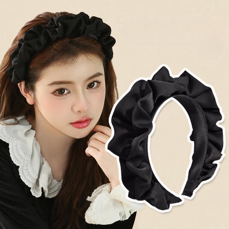 Băng Đô Xếp Ly Rộng, Phụ Nữ Phong Cách, Thời Trang, Chất Liệu Satin Trơn Và Mềm Mại, Mũ Cổ Điển Phụ Kiện Tóc 0