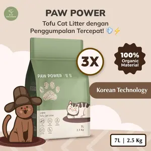 [BUNDLE] PAW POWER Tofu Cat Litter Fast Clumping 7L - Pasir Kucing Gumpal 3 Pack