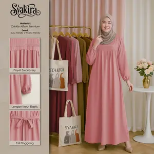 SYAKIRA - Gamis Luxury Bahan Crinkle Airflow Size Jumbo M L XL XXLxxx