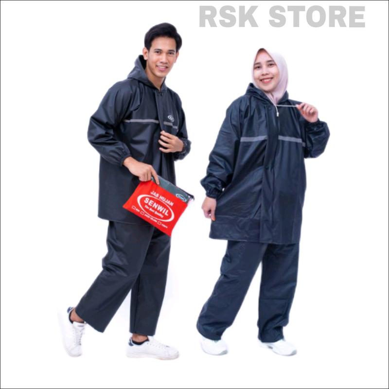 Senwil Jas Hujan Setelan Pria Wanita RAINCOAT Motor Original Bahan PVC 0,25 Tebal Anti Rembes 5