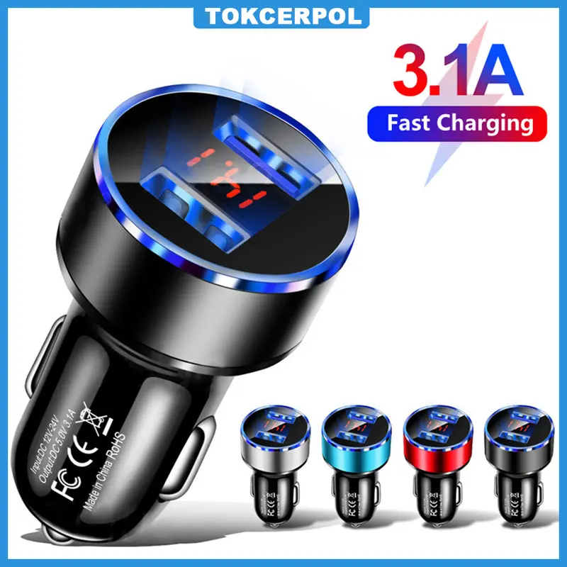 Car Charger Colokan Charger Mobil 2 Ports 3.1A 12V-24V Output 0