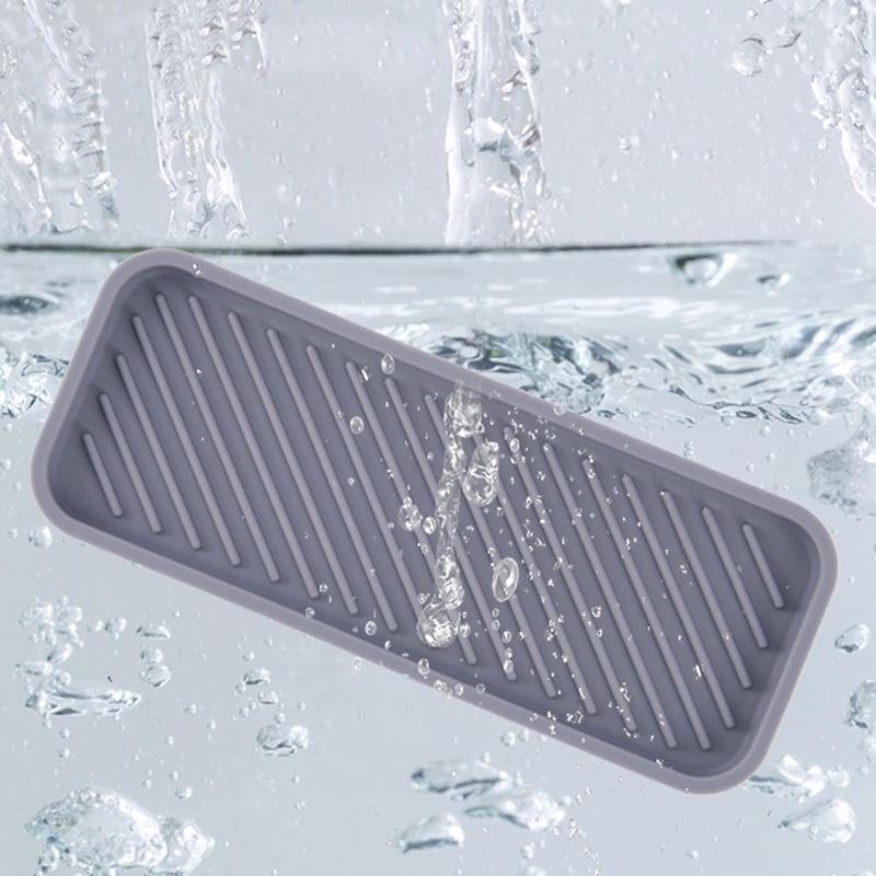 Silicone Draining Storage Tray Non-slip Soap Sponge Holder Kitchen Sink Drain Pad 5