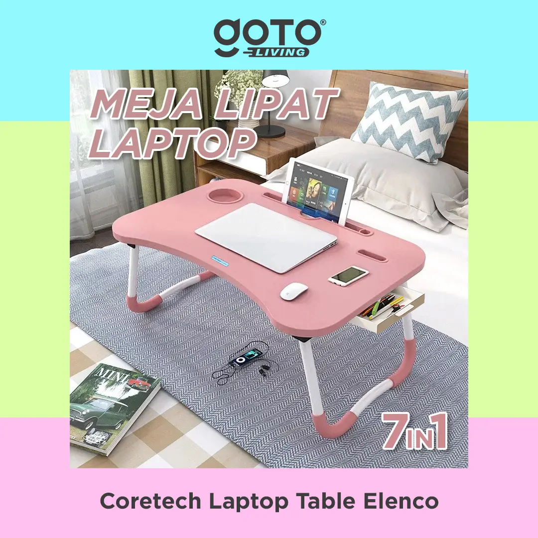 Coretech Elenco Meja Belajar Makan Lipat Anak Laptop Portable