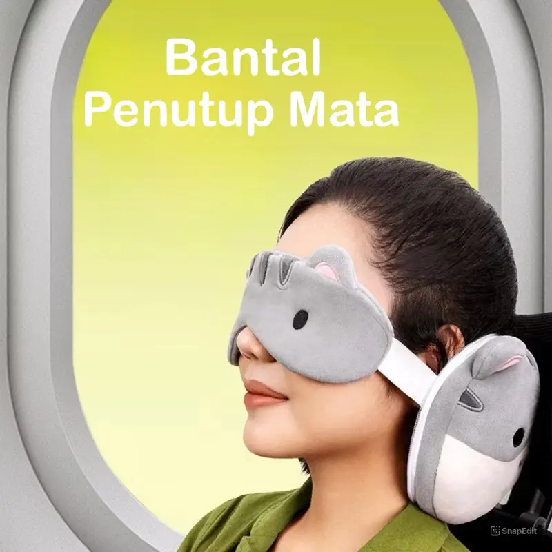 Bantal Travelling Penutup Mata 2in1 Eye Mask and Neck Pillow Package Penutup Mata traveling Lucu Multifungsi Sleep 0