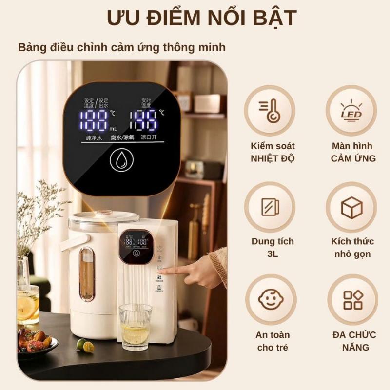 Bình thủy điện RAF R7914 cảm ứng cao cấp Dung tích 3L, Bình đun nước giữ nhiệt, khử clo, tiết kiệm điện nóng nhanh