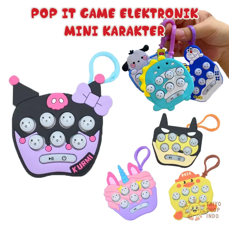 TAIYO Quick Push Game Pop It Elektronik Mini Karakter Gantungan LED Elektrik Stress Release Fidget 0