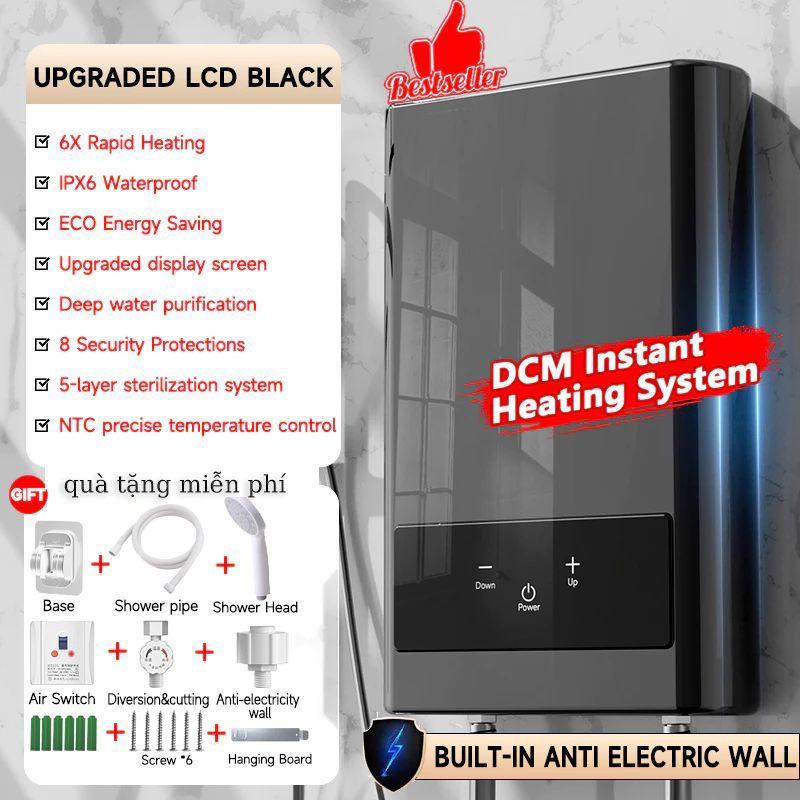 【Miễn phí vận chuyển Máy nước nóng COD OOKAS điều chỉnh 7 tốc độ Màn hình cảm ứng LCD