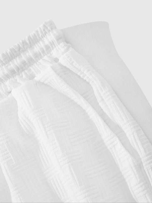 Men's Solid Short Sleeve Pajama Two-piece Set, Regular Fit Casual Comfy Button Up Shirt & Pants PJ Set, Men's Sleepwear for Summer 4