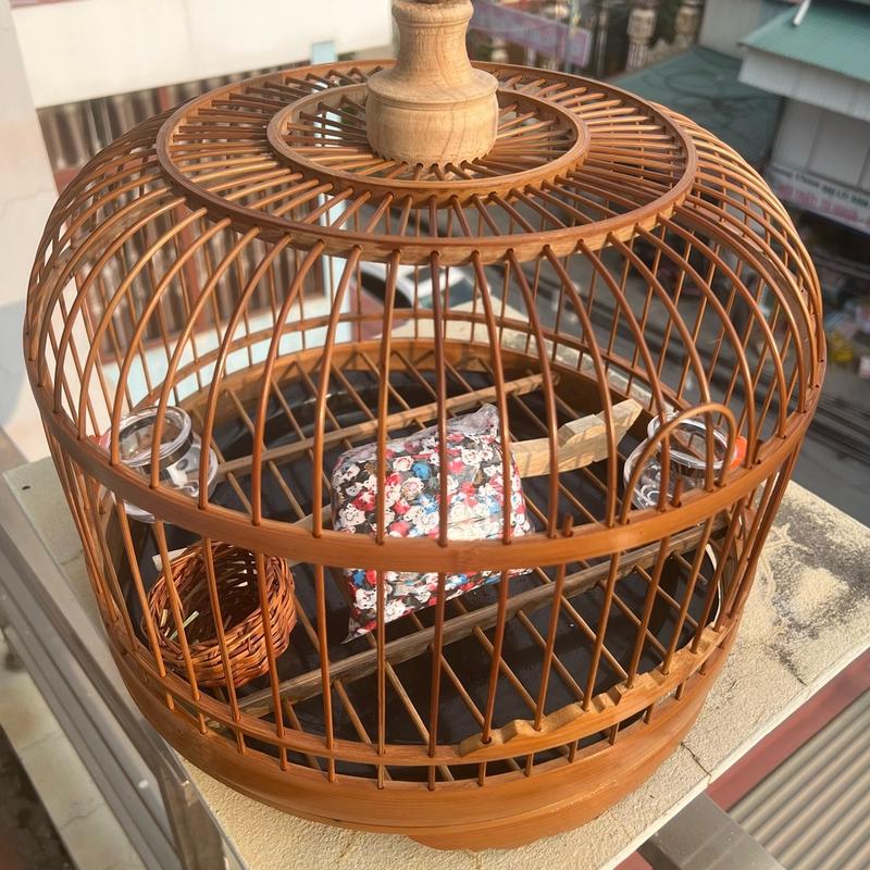 Lồng cu gáy trúc cật. Kiểu mới. Kích thước chiều rộng 38cm, 40cm. Chiều cao 25cm. Nan lồng 3li. Có đủ phụ kiện. Miễn phí vận chuyển 3