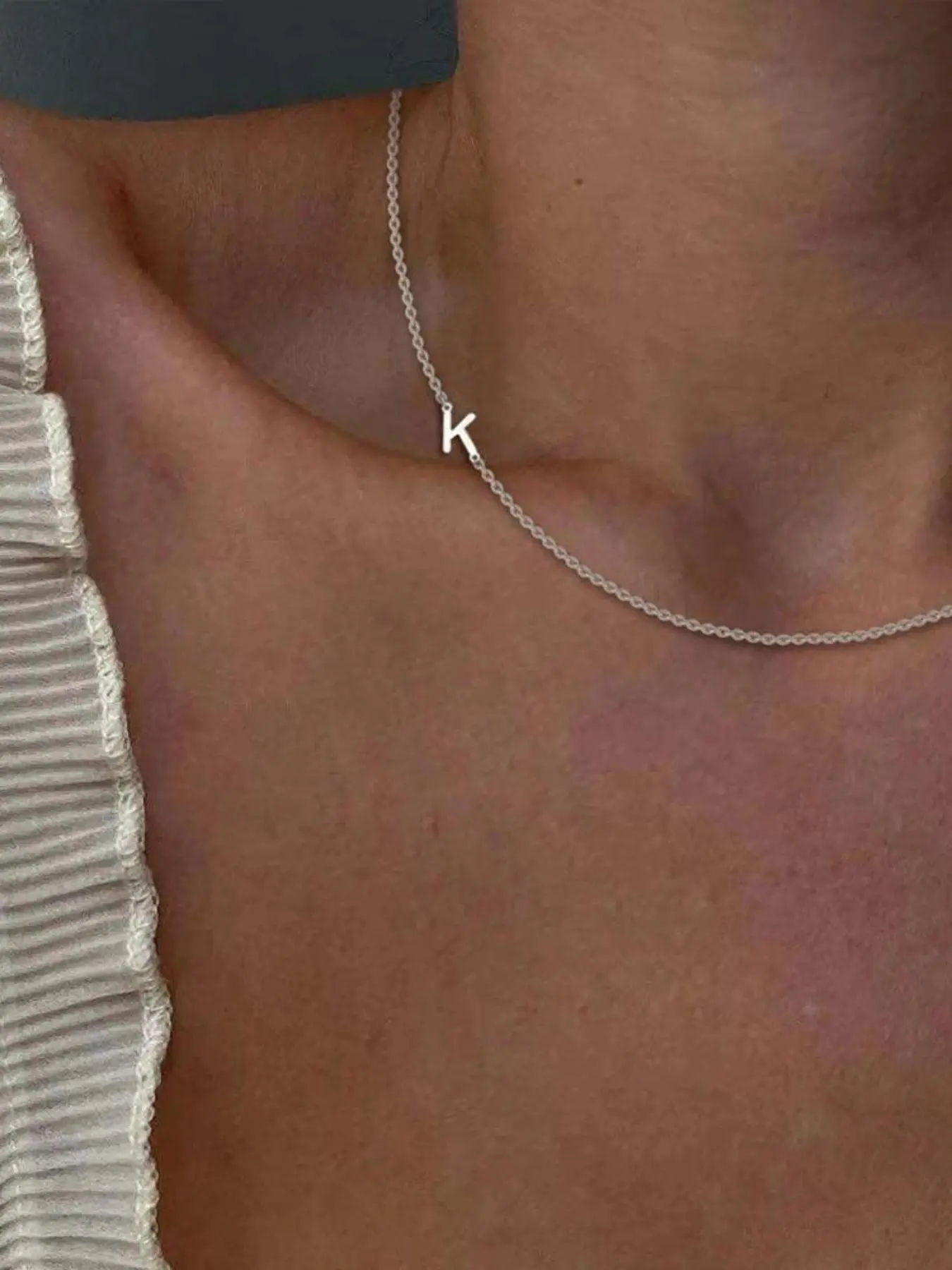 Simple Letter Charm Initial Pendant Necklace for Women for Gift, Stainless Steel Jewelry, Fashion All-match Accessory