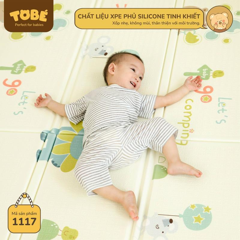 Thảm gấp gọn 2 mặt TOBÉ kích thước 180x200x1.5 cm chất liệu XPE phủ Silicone xốp nhẹ chống trượt