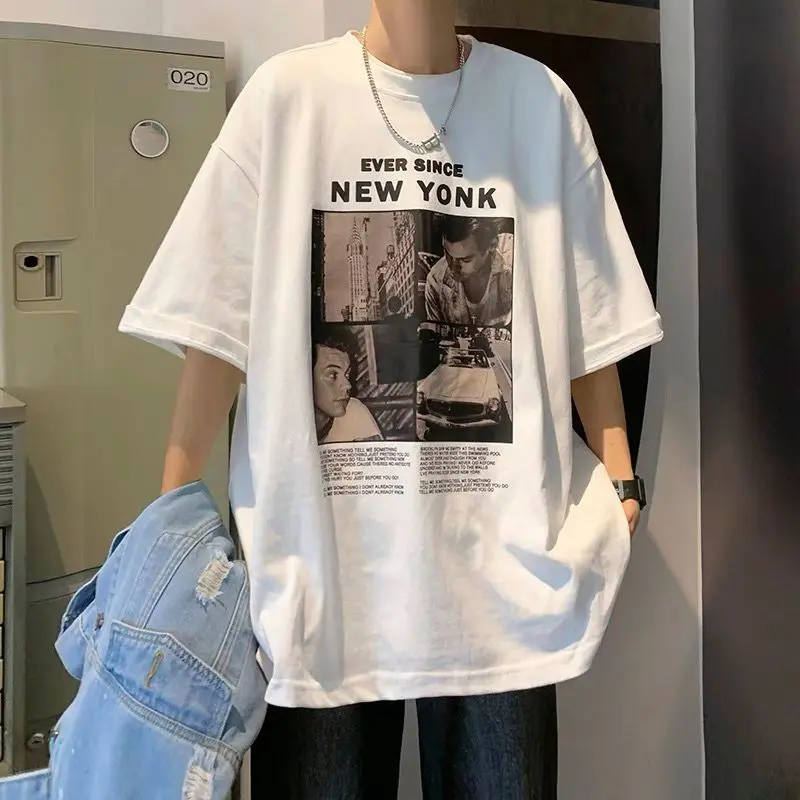 [Store Hot Sale] European and American High Street Short-Sleeved Men's Summer Ins Fashion Brand Retro T-shirt Men's Design Sense Niche Fashion Loose All-Matching Clothes