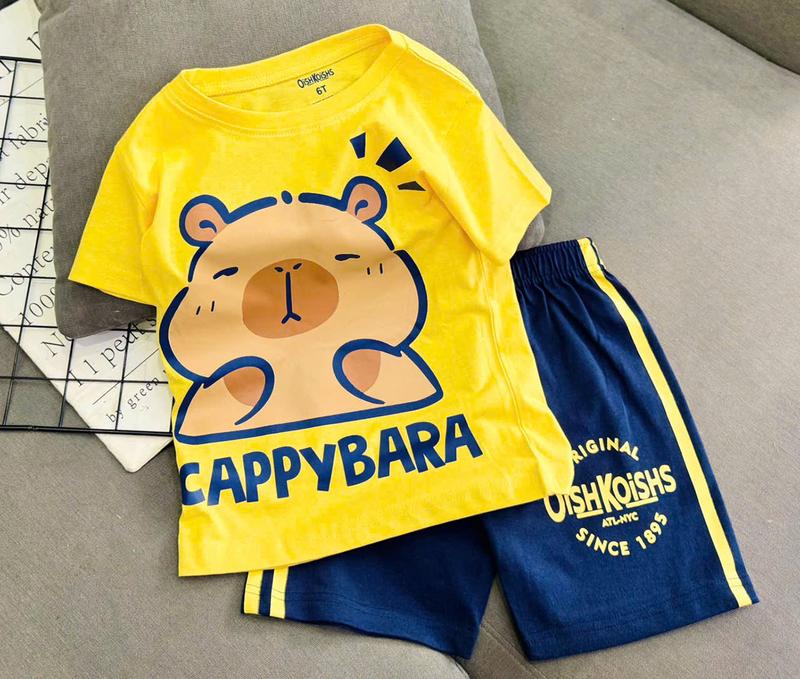 11-40kg Đồ bộ cho bé trai thun cotton size nhí đại Set bộ thun trẻ em Mền mịn In hình Siêu nhân khủng long