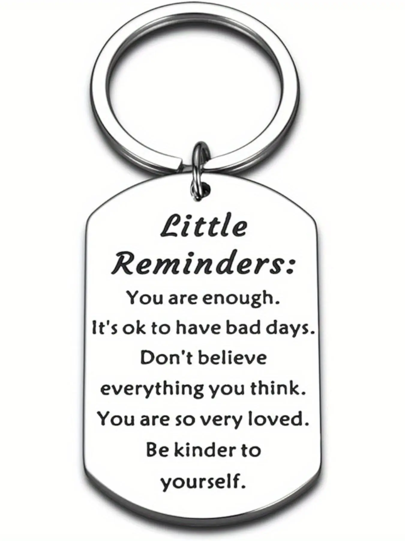 Little Reminders Letter Pattern Keychain, Stainless Steel Keychain for Women Men, Inspirational Birthday Daily Affirmation Self Love Gifts for Friends Him Her, Gift for Mom, Mother's Day Gift