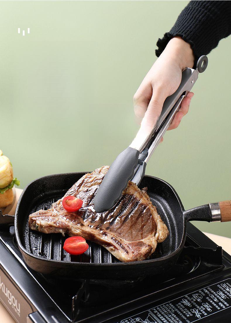 Product Introduction of Silicone Kitchen Food Tongs – Heat-Resistant Stainless Steel Cooking Tongs for BBQ, Bread, Steak, and Grilling 3