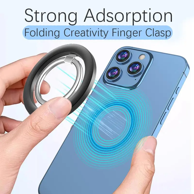 Magnetic Finger Clasp, 360° Rotating Ring Phone Holder, Ring Phone Holder, Portable Universal Desktop Creative Phone Accessories, Stand 2