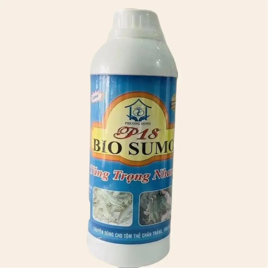 Chai 1 lít nước uống BIO SUMO TĂNG TRỌNG TÔM dinh dưỡng dạng nước đậm đặc , được tổng hợp nhiều chất béo và đạm tươi nguyên chất từ TRÙN QUẾ và CÁ NGỪ . Tạo mùi hấp dẫn , giúp kích thích tôm bắt mồi , tăng trọng tôm