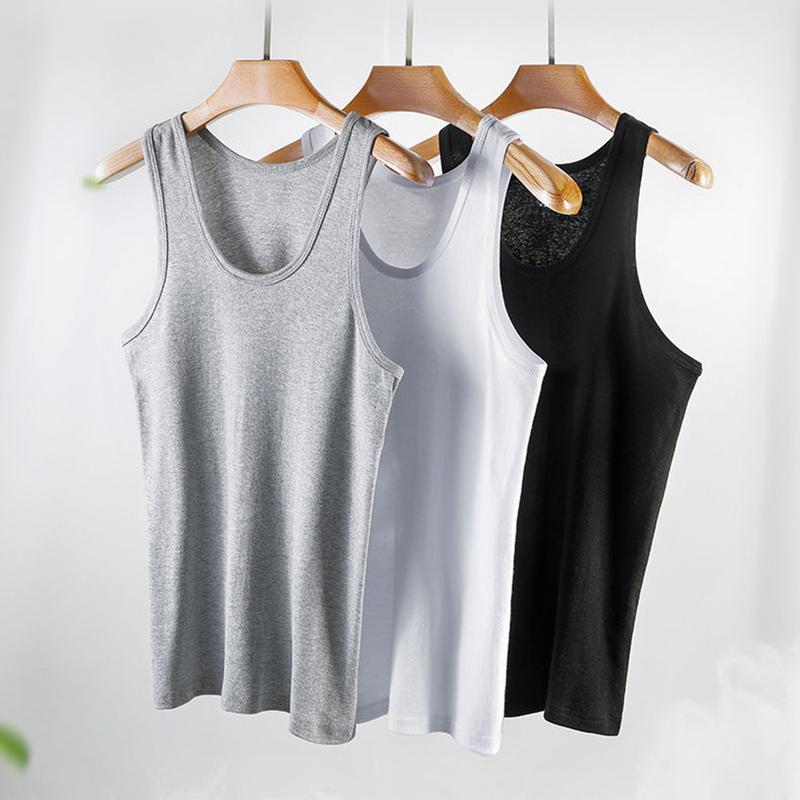 Áo Vest Thể Thao Mùa Hè, Dành Cho Nam Giới, Cổ Tròn, Không Tay, Dáng Ôm, Màu Trơn, Áo Ba Lỗ, Co Giãn, Áo Áo Chui Đầu, Thời Trang Đường Phố Gehirux Menswear Màu Đen 0