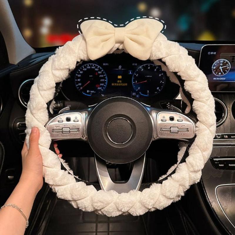 DEKALI Breathable Plush Car Steering Wheel Cover Anti-slip Inner Ring Steer Wheel Protector Cover Universal Warm Steering Wheel Sleeve Automobile 5