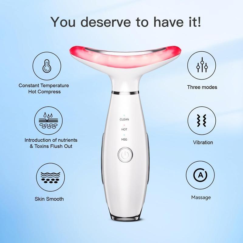 Portable 7 Color Facial & Neck Face Massager, 1 Box Vibrating Neck and Face Massager Tools, Electric Facial Skin Care Tool for Women 3