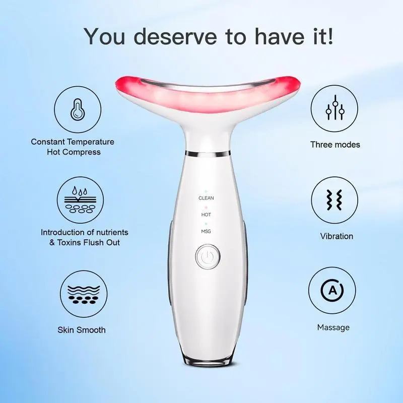 Portable 7 Color Facial & Neck Face Massager, 1 Box Vibrating Neck and Face Massager Tools, Electric Facial Skin Care Tool for Women 3