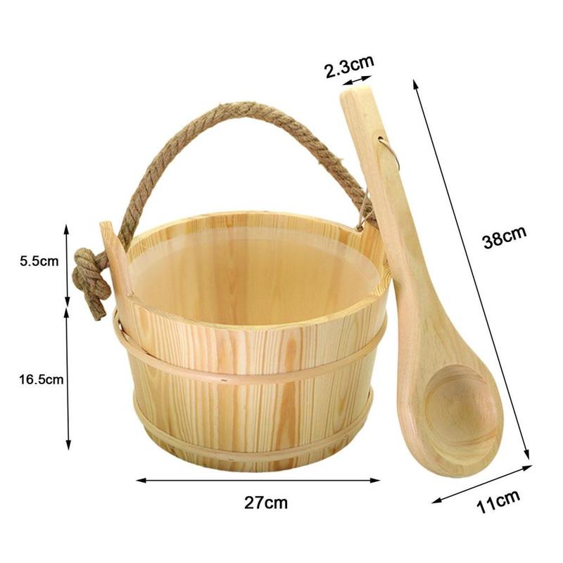 Product Introduction of Sauna Bucket with Ladle Sauna Accessories Portable Sauna Starter Kit for Shower, Hotels, Women Men, Winter 0