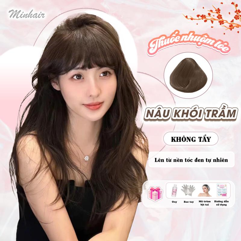 Thuốc nhuộm tóc Nâu Khói Trầm không cần tẩy tặng kèm oxy trợ dưỡng và bao tay  Nữ Đổi Màu Tóc Women