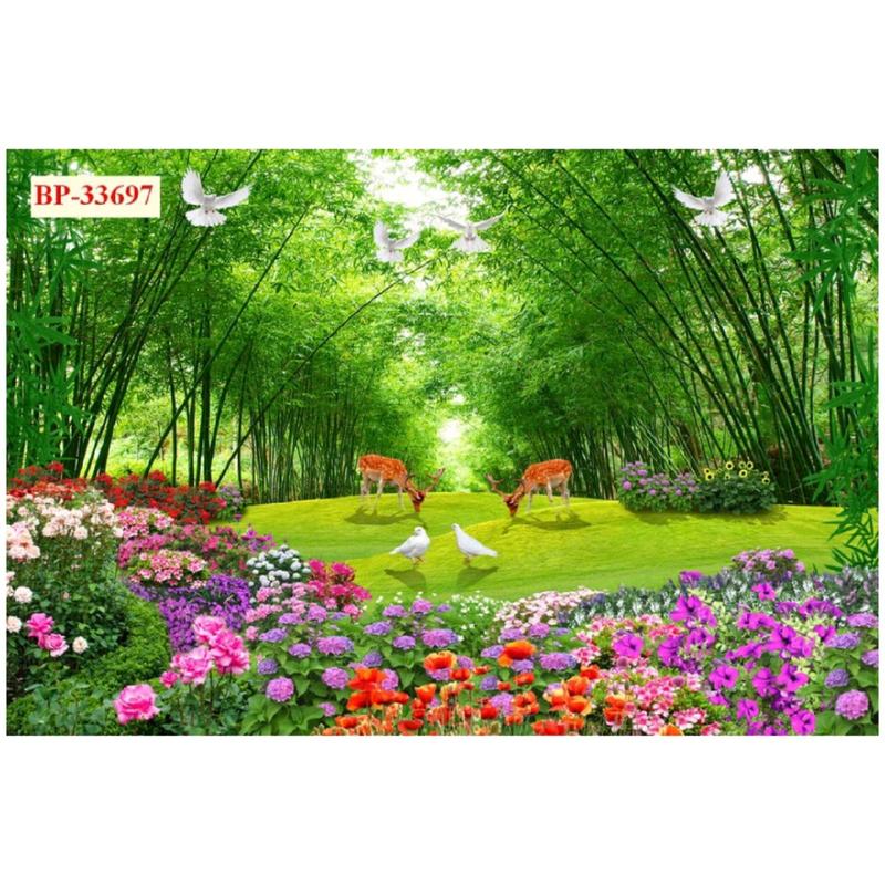 Tranh dán tường 3d phong cảnh rừng tre trúc Treo Tường Decor Phòng