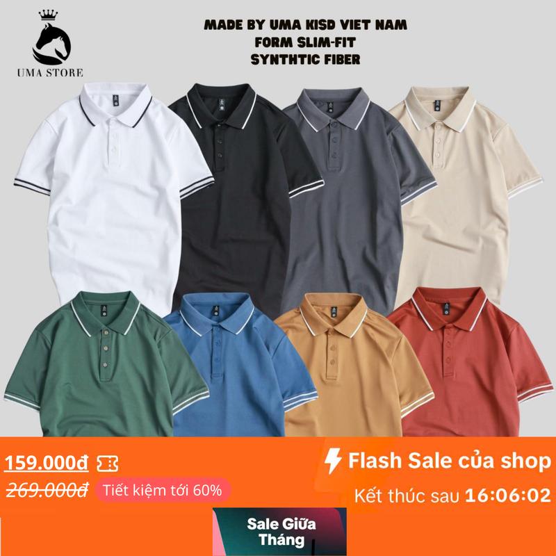 Combo 3 Áo Thun Polo Nam Nữ Có Cổ Kẻ UMA Best Seller - combo 3 áo thun polo - Ngắn Tay Có Cổ Bẻ phối kẻ cổ, phối kẻ tay - Thun Shirt Cộc Tay - 8 Màu - Thoải mái lựa chọn màu sắc lịch sự