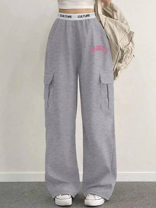 Women's Letter Print Pocket Sweatpants, Casual Jogger Pants for Daily Wear, Ladies Bottoms for Spring & Fall 6