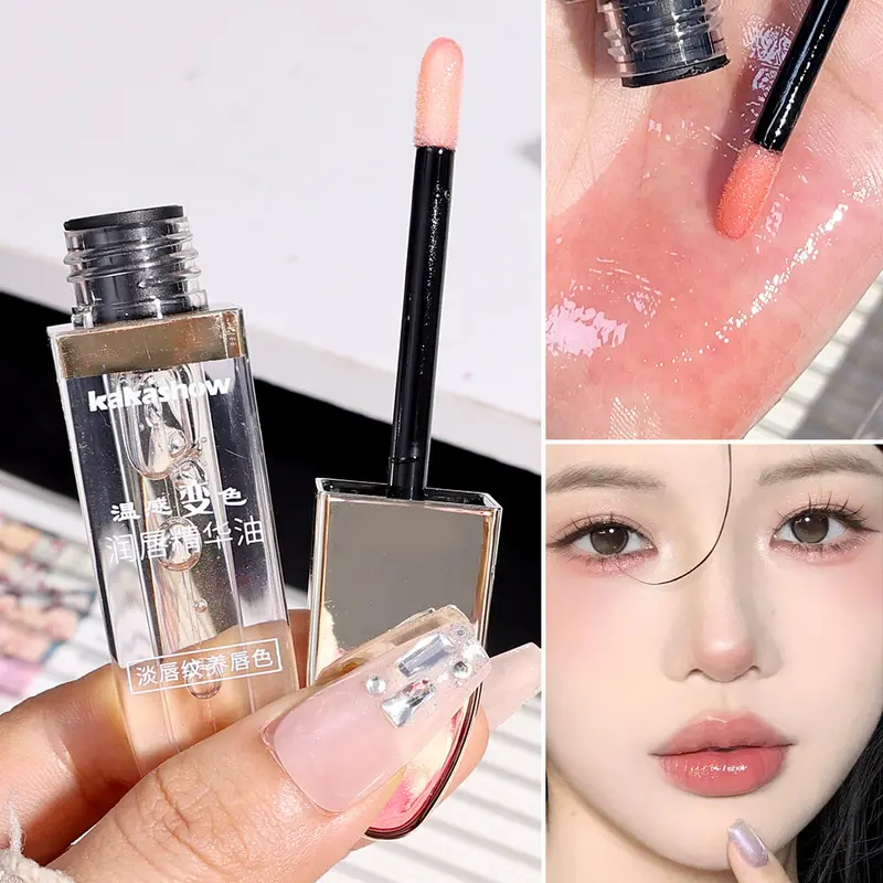 Huyết Thanh Đầy Đặn Môi, Mùi Hoa, Đổi Màu, Dầu Dưỡng Ẩm, Thạch Pha Lê, Màu Hoa Hồng, Son Kem, Nuôi Dưỡng, Chăm Sóc Môi Làm Đẹp 1
