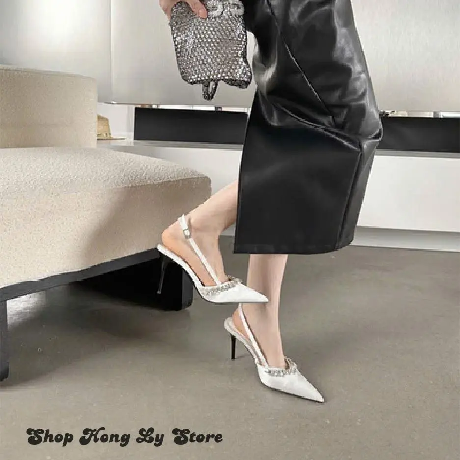 Sandanl cao gót khóa cài phối đá 7P Hồng Ly Store -TL36 Nữ GiàY DéP Shoes Sandal Women giay hoa