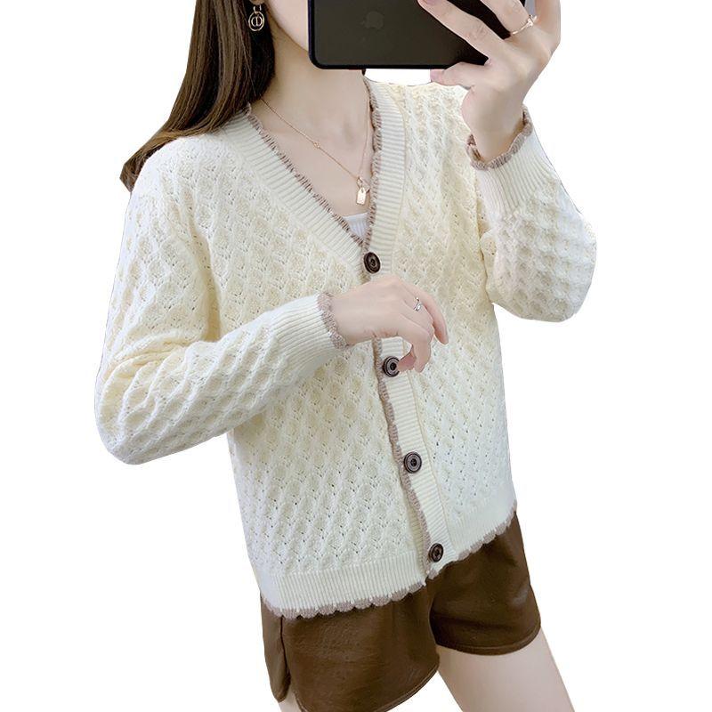 Áo Cardigan Dệt Kim, Phong Cách Cổ Điển, Mỏng, Thích Hợp Cho Mùa Xuân Và Mùa Thu, Áo Nữ, Hàng Mới Về 2023, Phong Cách Hàn Quốc, Dáng Rộng Vừa Vặn, Dễ Phối Đồ, Áo Khoác Len Phong Cách Phương Tây Women Top Nhung Dài Tay 4