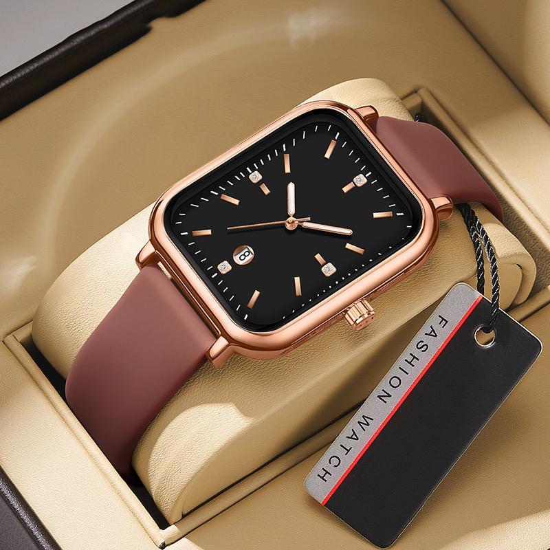 Đồng Hồ Thời Trang Hàn Quốc Chính Hãng POSHI, Dành Cho Nữ, Thiết Kế Hình Vuông Thanh Lịch, Dây Đeo Silicon, Chuyển Động Thạch Anh, Chống Thấm Nước, Thích Hợp Cho Thể Thao Nữ, Hàng Mới Về