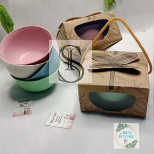 ( Isi 100pcs ) Souvenir Mangkok Bulat Soft Kemas Box Rustik Mangkuk
