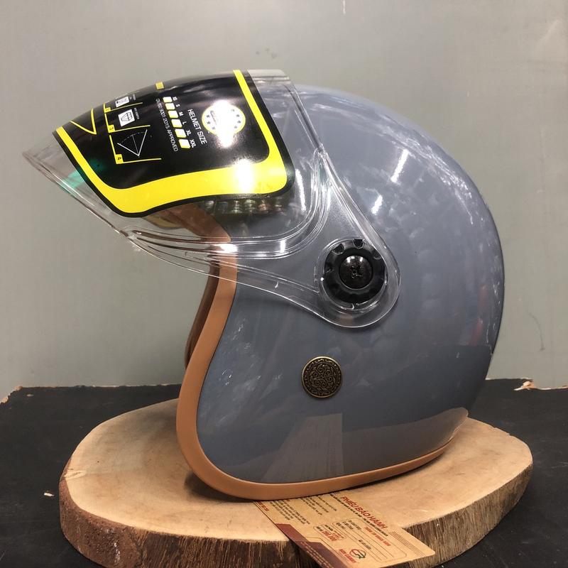 Mũ bảo hiểm 3/4 đầu có kính full mặt hàng công ty ron nâu lót nâu