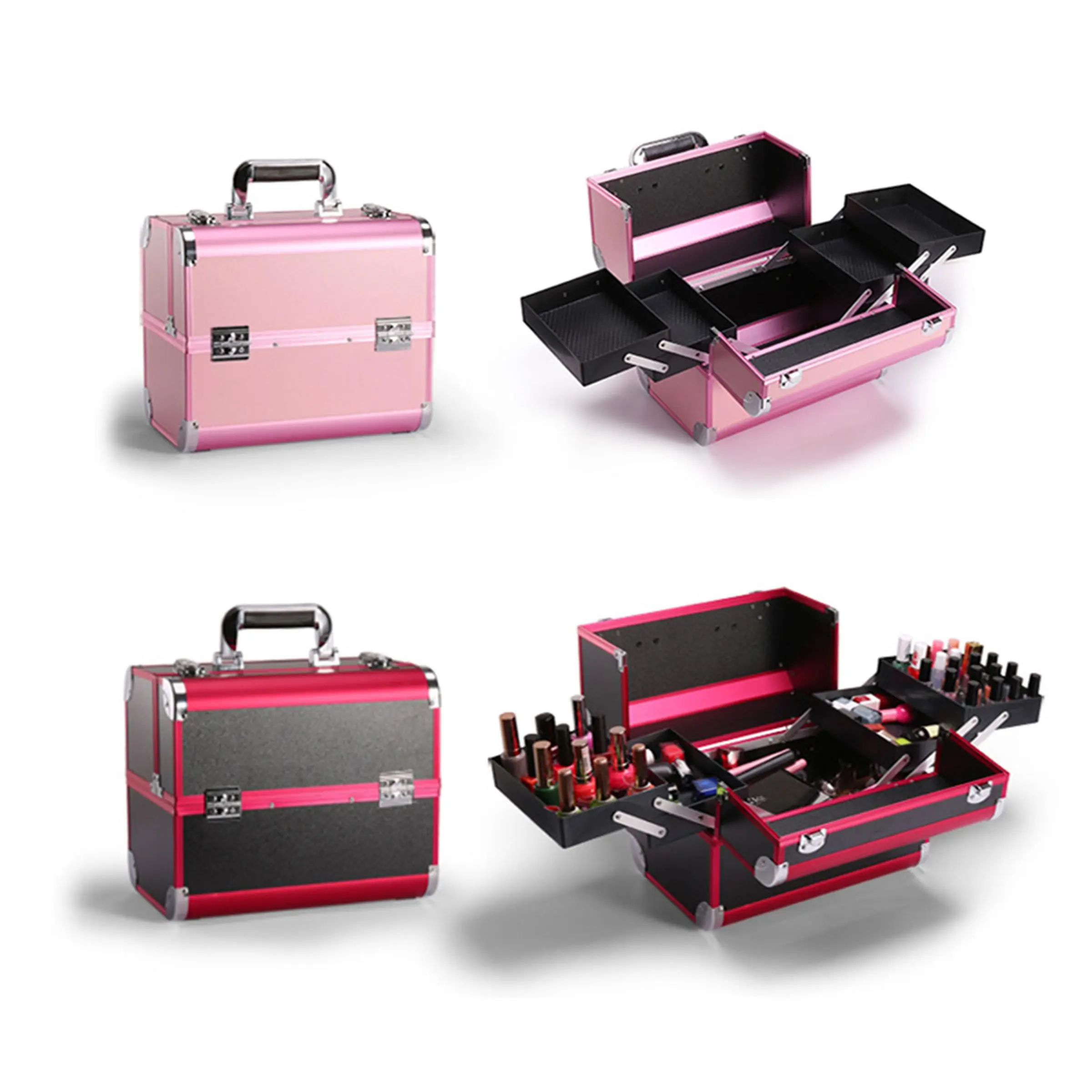 Cosmetic Case, 1 Count Aluminum Alloy Material Makeup Tool Storage Box, Makeup Organizer for Girls, Cosmetic Organizer
