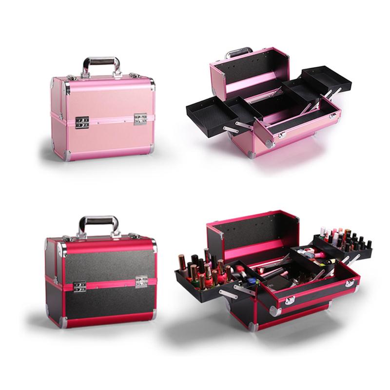 Product Introduction of Cosmetic Case, 1 Count Aluminum Alloy Material Makeup Tool Storage Box, Makeup Organizer for Girls, Cosmetic Organizer 0