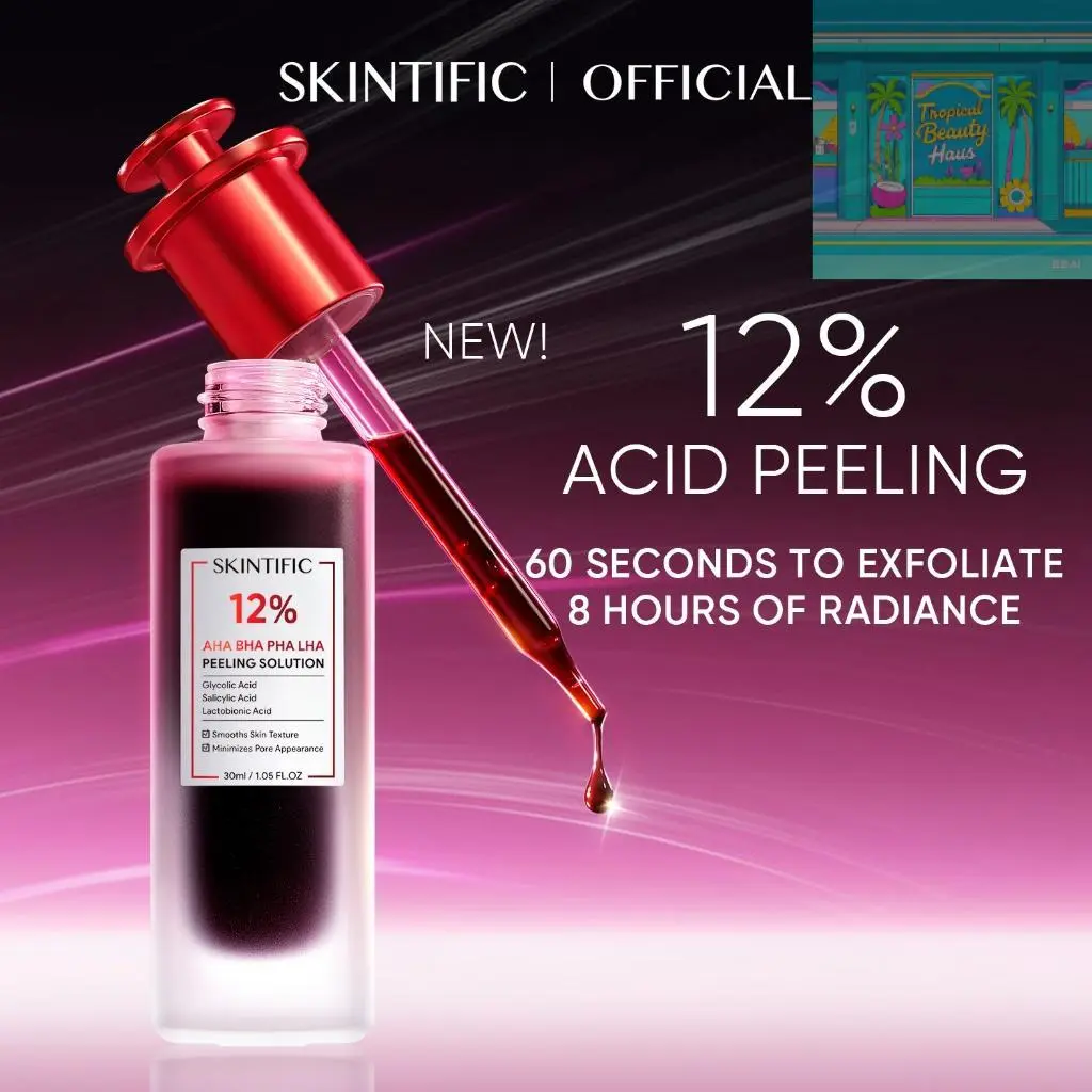 [New Launch] SKINTIFIC 12% AHA BHA PHA LHA Peeling Solution Serum 30ml Whitening Brightening for Dark Spot Acne-prone