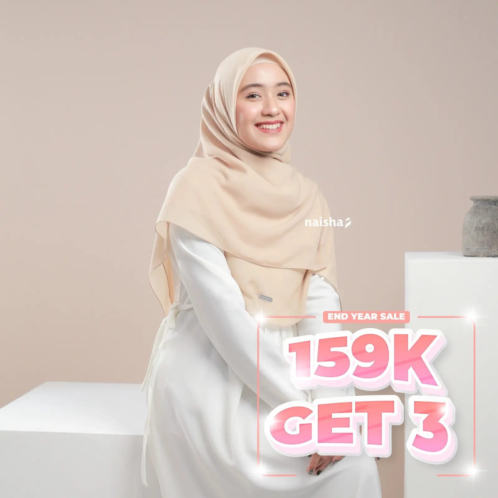 Naisha Official Khimar Zafirah Series (159K Get 3) Voal Syari Jilbab Malay dan Segiempat Muslim Soft Kerudung Wanita Layer Doll