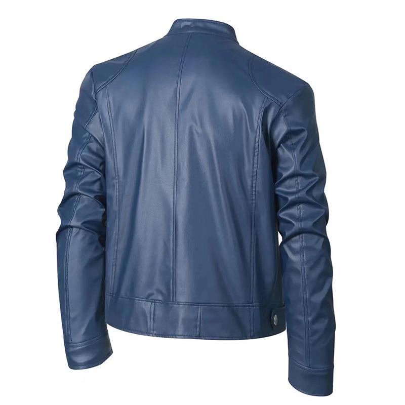 Product Introduction of Men's Jacket, High Quality, Motorcycle Leather Jacket, Stand Collar, Punk Leather Coat, Stylish, Fashionable, High Quality Men's Clothing 2