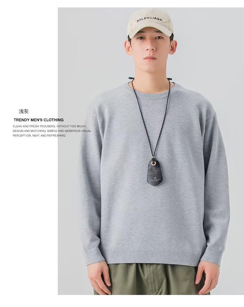 Product Introduction of ZOCI 2024 Áo Len Dệt Kim Cổ Tròn Mới Áo Dáng Rộng Thời Trang Phong Cách Hàn Quốc Cho Nam Menswear Shirt 12