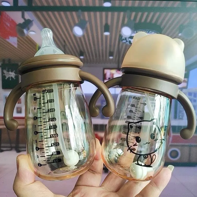 Bình Sữa PPSU Mèo Kitty Cổ Rộng 240ml/300ml Voi Cho Bé