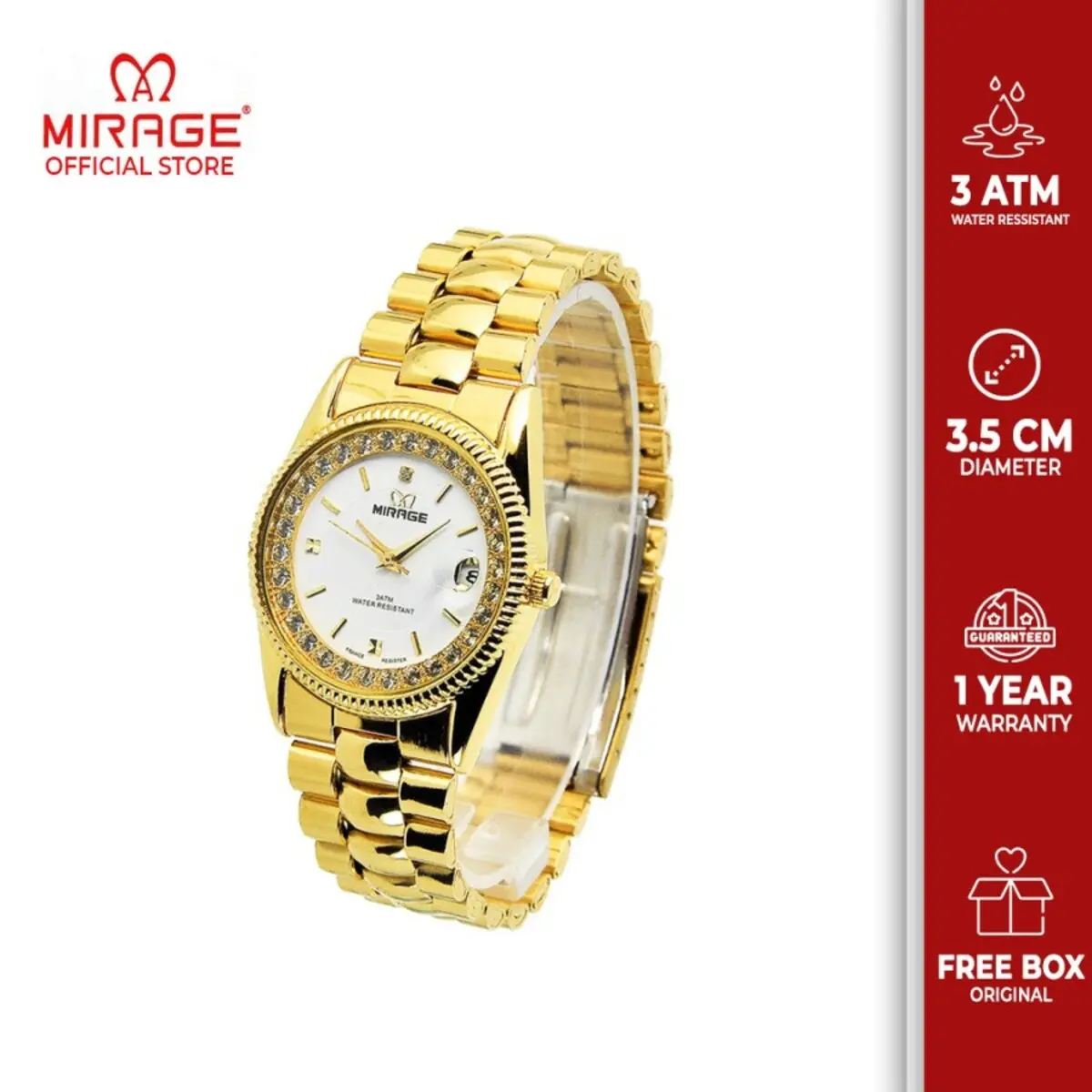 Mirage Watch - Jam Tangan Analog Wanita Original RX M Mewah Gold Anti Karat Garansi Kaca Watches